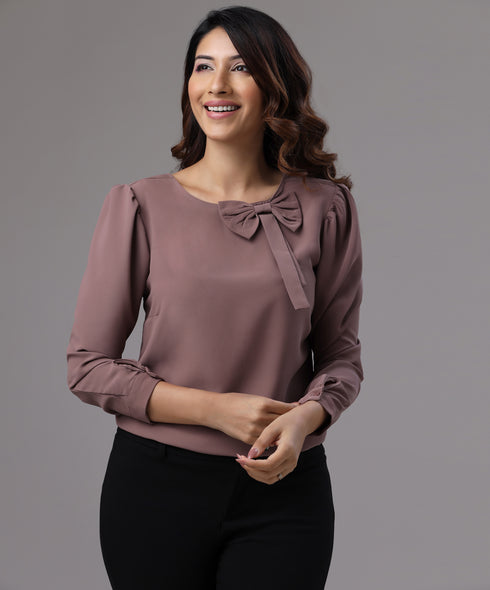 Front Bow Neck Detailed Top