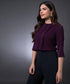 Front Pintuck Long Sleeve Purple Top