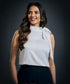 Neck Bow Tie Sleeveless Top-White