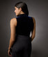 High Neck Sleeveless Velvet Top-Navy Blue