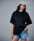 Black Solid Oversized Tshirt
