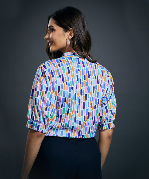 Mandarine Collar Printed Shirt