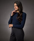 Long Sleeve Round Neck Rib Top- Navy Blue