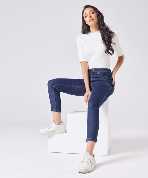 Slim Fit Crop Length Indigo Jean