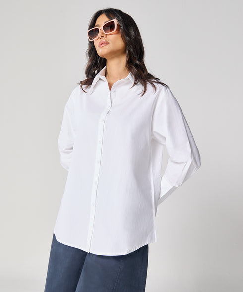 Cotton Oversized Shirt- White