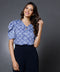 Chiffon Blue Vneck Top