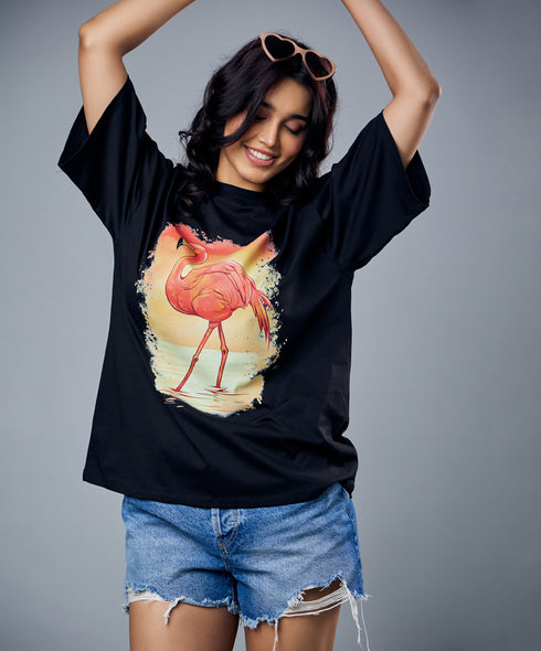 Flamingo Printed Oversized Tshirt