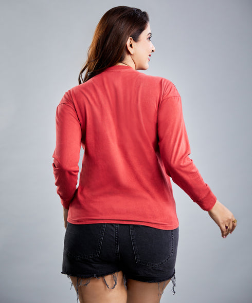 Acid Wash Long Sleeve Orange T-Shirt