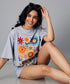 Oversize Grey Marl Floral Tshirt
