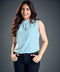Sleeveless Loose Fitted Blue Top