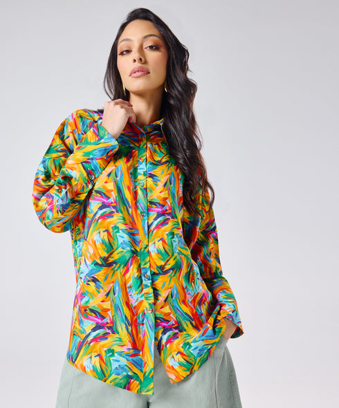 Oversized Colorful Printed Shirt