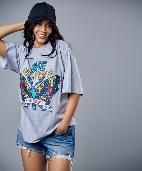 Butterfly Printed Oversized Tshirt
