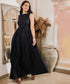 Black Linen Detailed Maxi