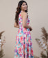 Halter Neck Floral Printed Chiffon Maxi