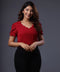 Scalloped Detailed Maroon Chiffon Top