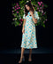 Baloon Sleeve Printed Midi Summer Dress