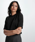 Neck And Arm Hole Beaded Chiffon Top-Black