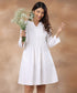 Pintuck Embroidered Linen White Dress