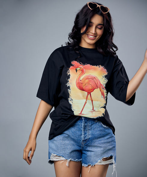 Flamingo Printed Oversized Tshirt