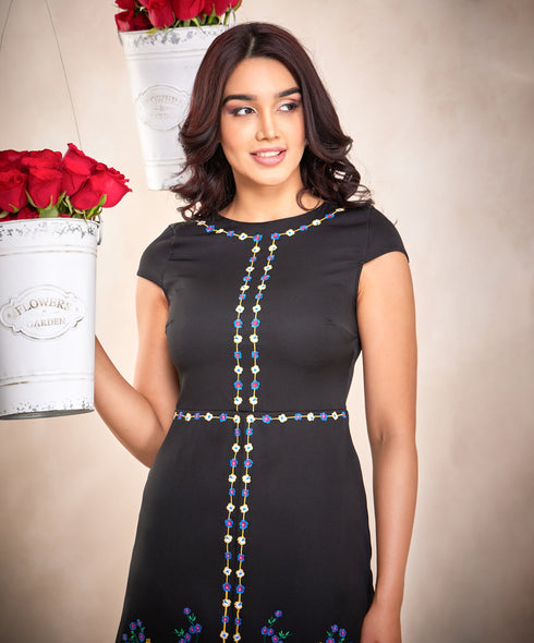 Floral Embroidery Aline Dress