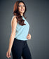 Sleeveless Loose Fitted Blue Top