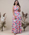Halter Neck Floral Printed Chiffon Maxi