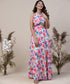 Halter Neck Floral Printed Chiffon Maxi