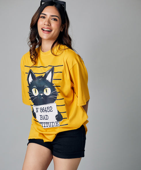 Oversize Mustard Bad Attitude Tshirt