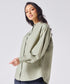Mandarin Collar Cotton Oversized Shirt- Light Grey