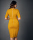 Half Sleeve Panel Bodycon Mustard Dress