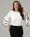 Sleeve Three Tiered Frilled Round Neck Top