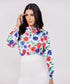 Neck Detailed Chiffon Printed Top