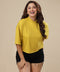 Batwing High Neck Oversized Mustard Tshirt