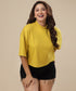 Batwing High Neck Oversized Mustard Tshirt