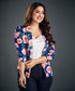 Bold Pink Rose Printed Floral Blazer