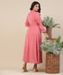 Vneck Chiffon Solid Pink Dress