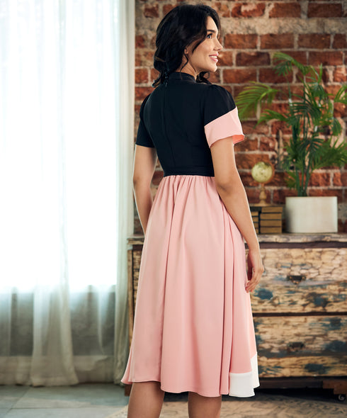 Slanted Panel Detailed Chiffon Dress