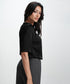 Neck And Arm Hole Beaded Chiffon Top-Black