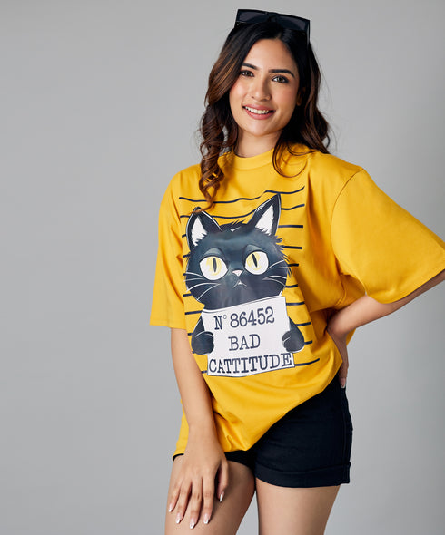 Oversize Mustard Bad Attitude Tshirt