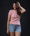 Front Buttoned Pink Rib Tshirt