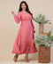 Vneck Chiffon Solid Pink Dress