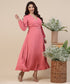 Vneck Chiffon Solid Pink Dress