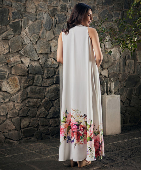 Sweet Rose Printed Summer Maxi Dress