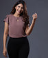 Petal Sleeve Front Buttoned Brown Top