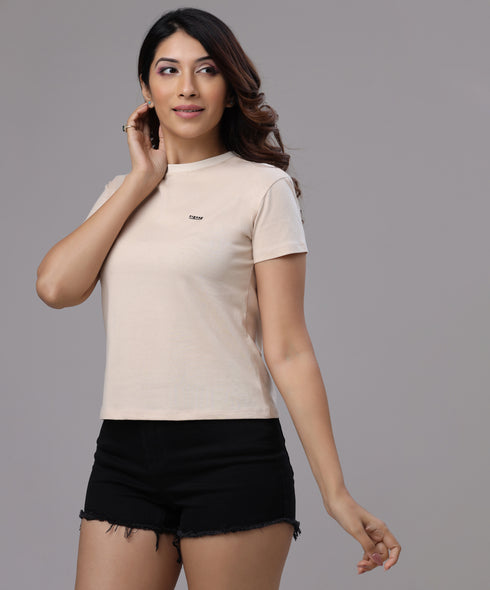 ZIGZAG Basic Crew Neck Beige Tshirt