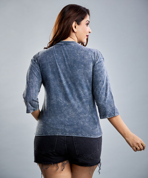 Acid Wash Grey Long Sleeve T-Shirt