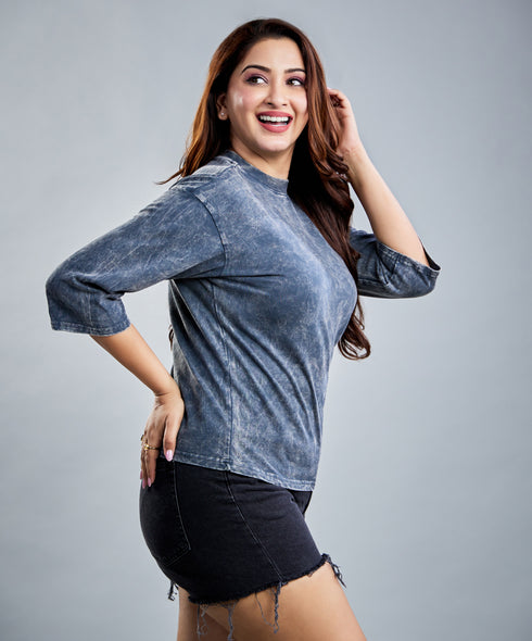 Acid Wash Grey Long Sleeve T-Shirt