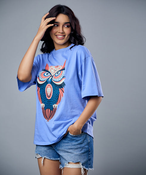Owl Printed Oversized Tshirt
