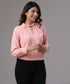 Neck Twisted Long Sleeve Pink Top