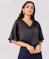 Trim Attached Long Sleeve Black Top